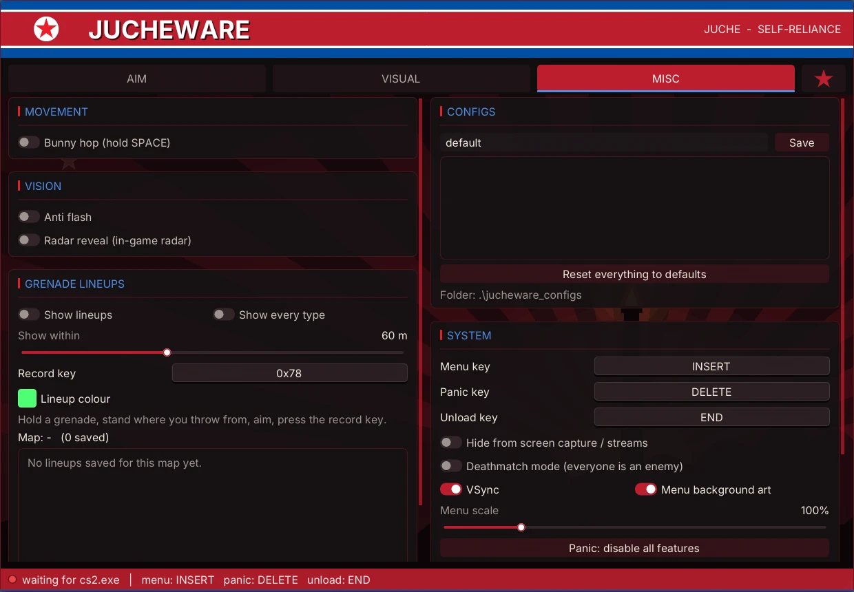 The Misc tab